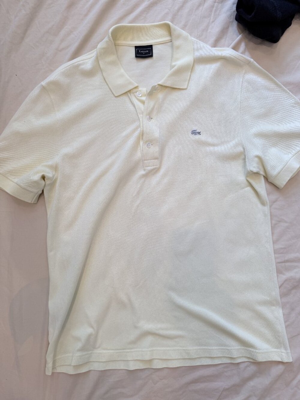 Lacoste Cream Classic Pique Polo Size 5 (L)